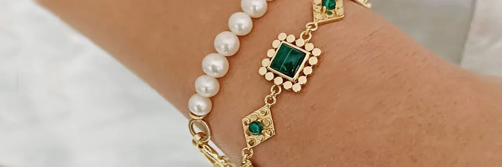 PEARL AND MALACHITE BRACELET