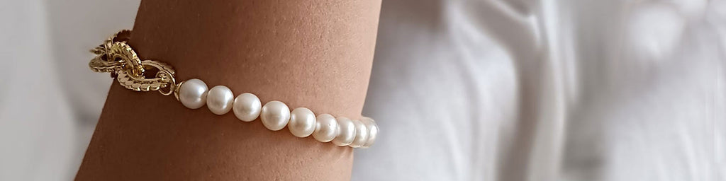 pearl bracelet on model