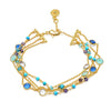Hydra Multi-Strand Gold Chain and Gemstone Bracelet  Iolite, Blue Topaz & Apatite