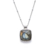 Tetra Large Square Gemstone Pendant: Silver Labradorite