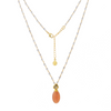 Persephone Double Gemstone Beaded Chain Necklace Peach Moonstone & Labradorite