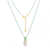 Persephone Double Gemstone Beaded Chain Necklace Moonstone & Amazonite