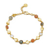 Gold Sara Mixed Gemstone Bracelet: Peach Moonstone, Labradorite & Moonstone