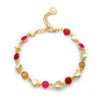 Sara Mixed Gemstone Bracelet: Fuchsia Onyx, Quartzite & Peach Moonstone