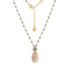 Persephone Double Gemstone Beaded Chain Necklace Peach Moonstone & Labradorite