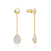 Gold Nugget Studs with Gemstone Drops Moonstone