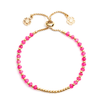 Athena Gem Beaded Adjustable Slider Bracelet Fuchsia Chalcedony