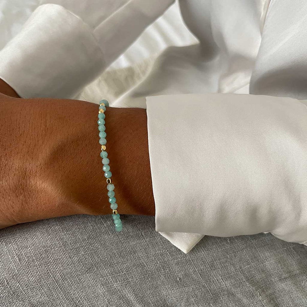 Beaded aqua blue bracelet