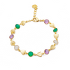 Gold Sara Mixed Gemstone Bracelet Green Onyx, Amethyst & Moonstone
