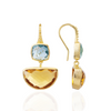 [PRE-ORDER] Charis Halfmoon Double Gemstone Earrings Blue Topaz & Citrine