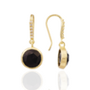 [PRE-ORDER] Charis Round Gemstone Earrings Black Onyx, Front CZ Hooks