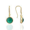 [PRE-ORDER] Charis Round Gemstone Earrings Green Onyx, Front CZ Hooks