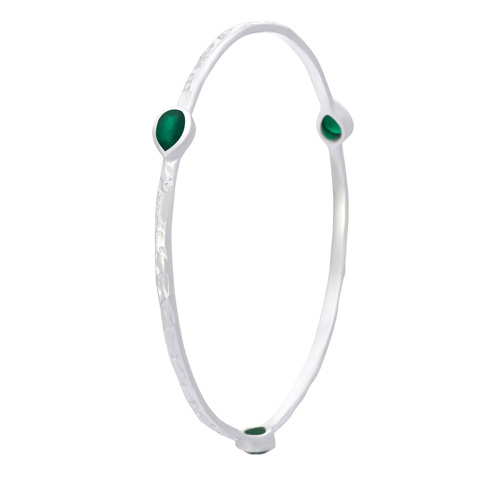 Simi Three Stone Stacking Bangle: Silver