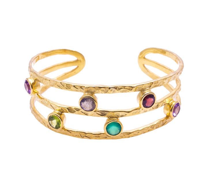 Open backed 'Venus' bangle with mixed stones by Azuni