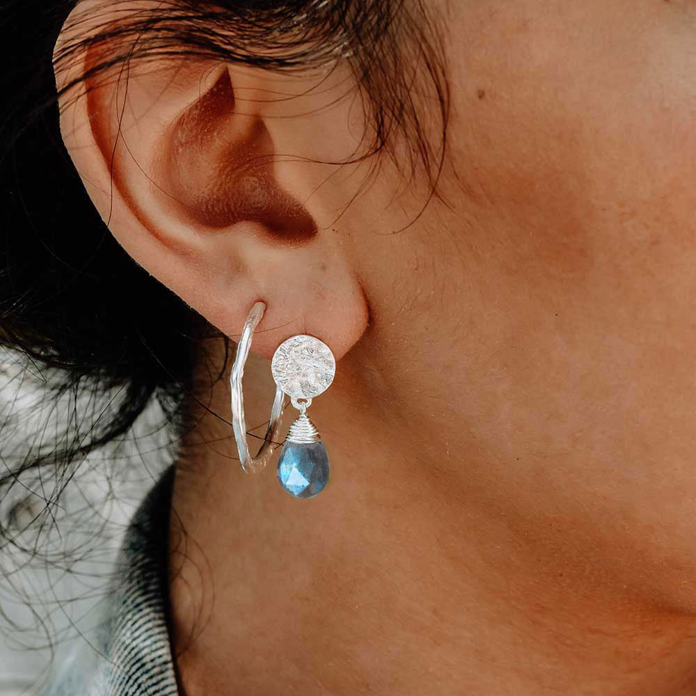 Silver and labradorite  drop stone earrings by Azuni London