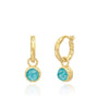 Chunky gold hoops with drop amazonite charms. Azuni  