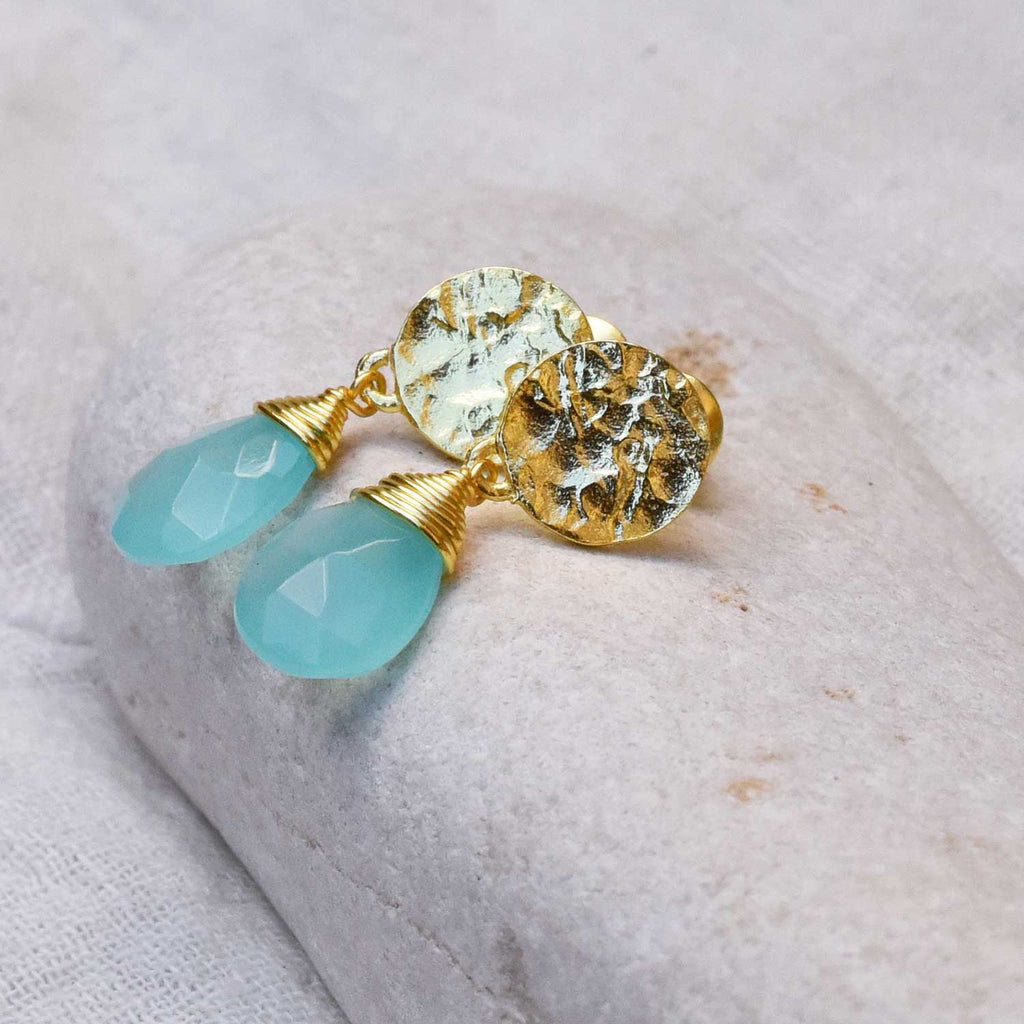 Classic Athena Drop Earrings: Aqua 