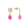 Gold and fuchsia drop gemstone earrings  a style worn by Duchess of Cambridge