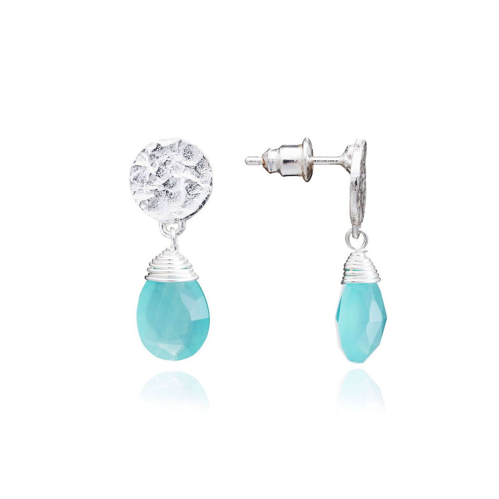 Silver aqua classic Athena Drop earrings a style worn by Kate Middleton