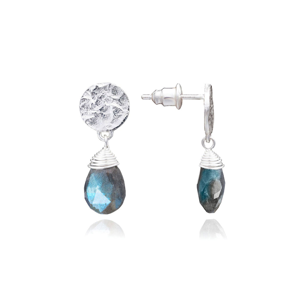 Silver labradorite classic athena drop earrings a style worn by Kate Middleton