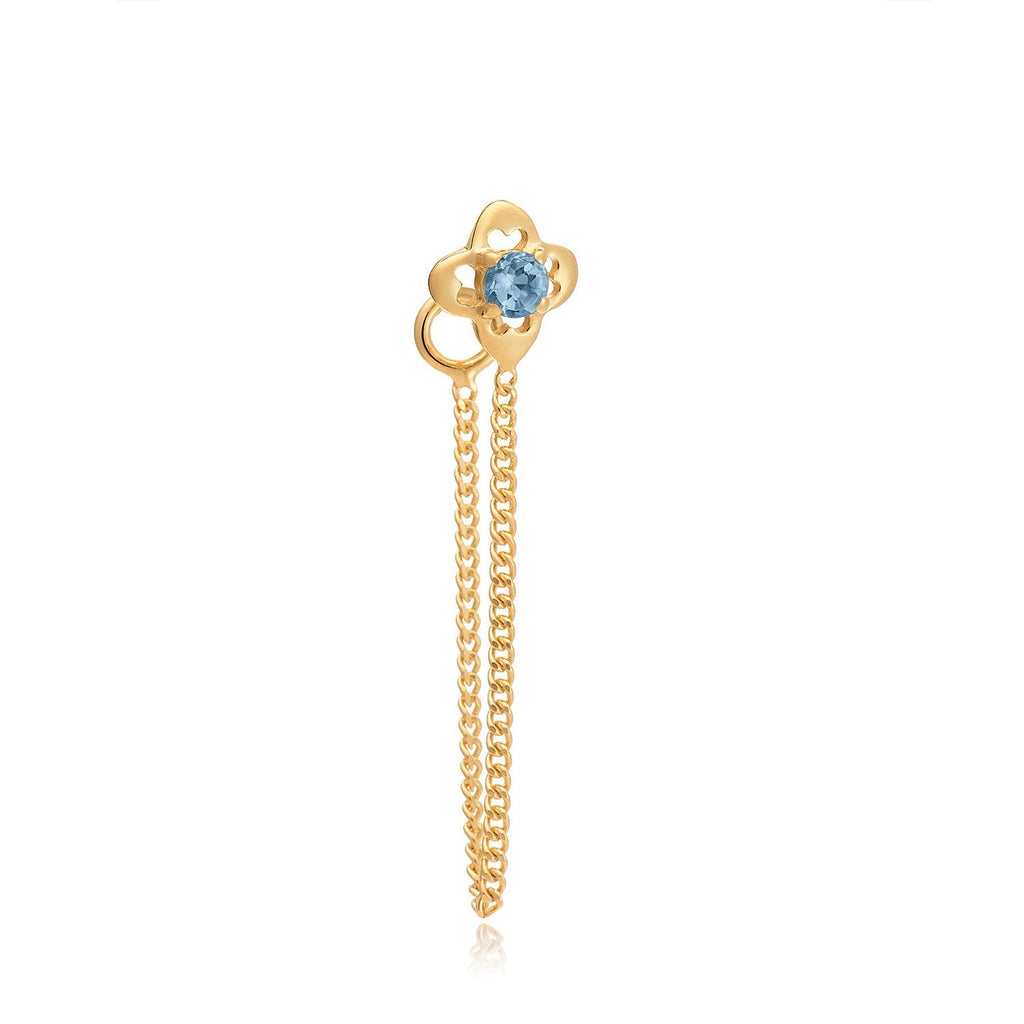 Clover Leaf & Blue Topaz Chain Earrings - Earrings