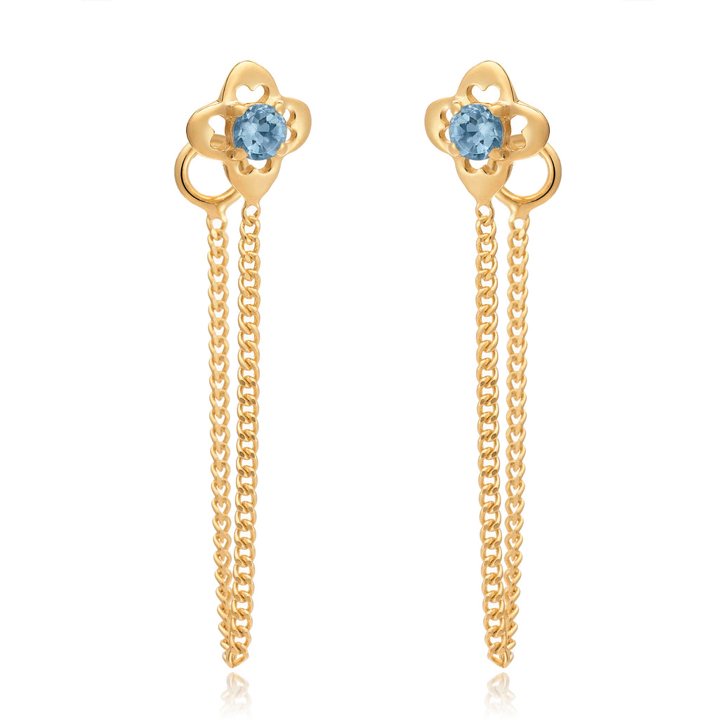 Blue Topaz and gold vermeil chain studs