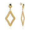 Etrusca Diamond Hoop Gemstone Stud Earrings: Black Onyx