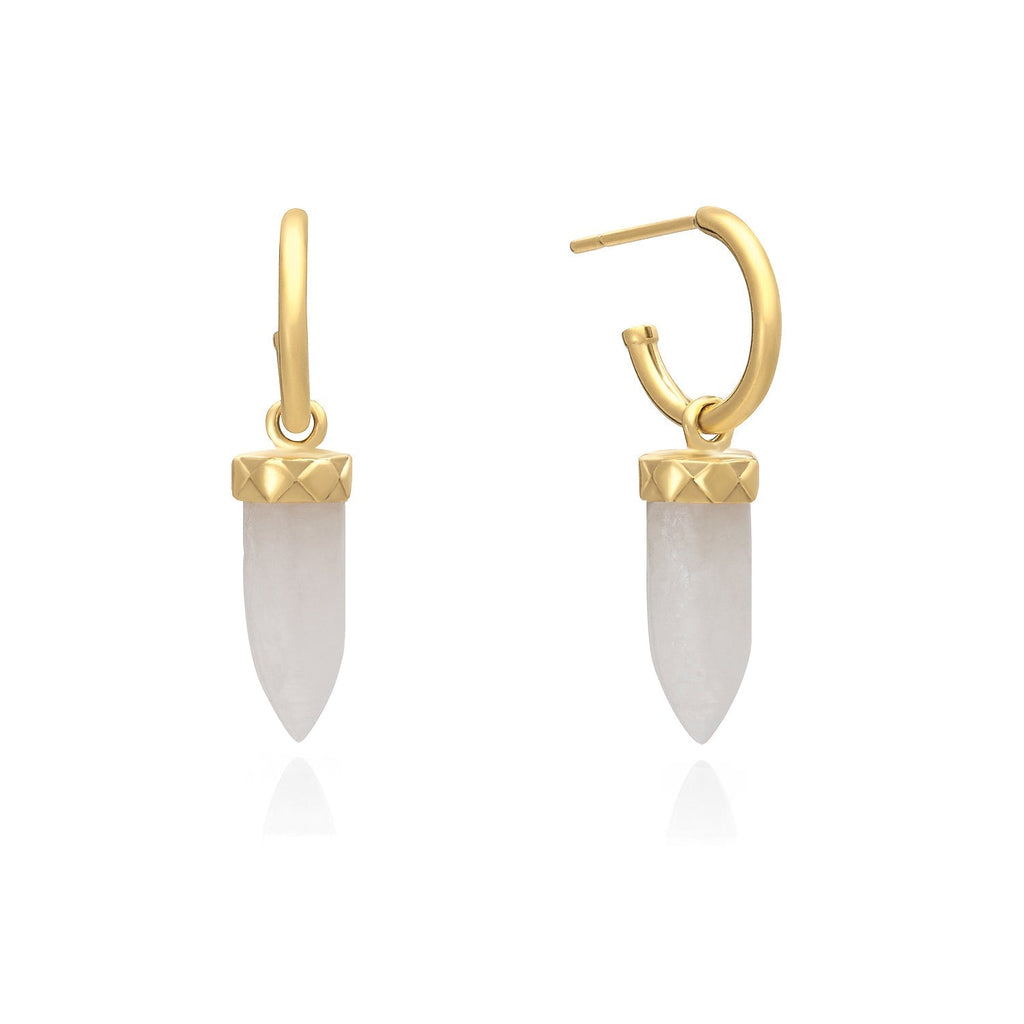 Gold Pueblo Gemstone Spike Hoop Earrings