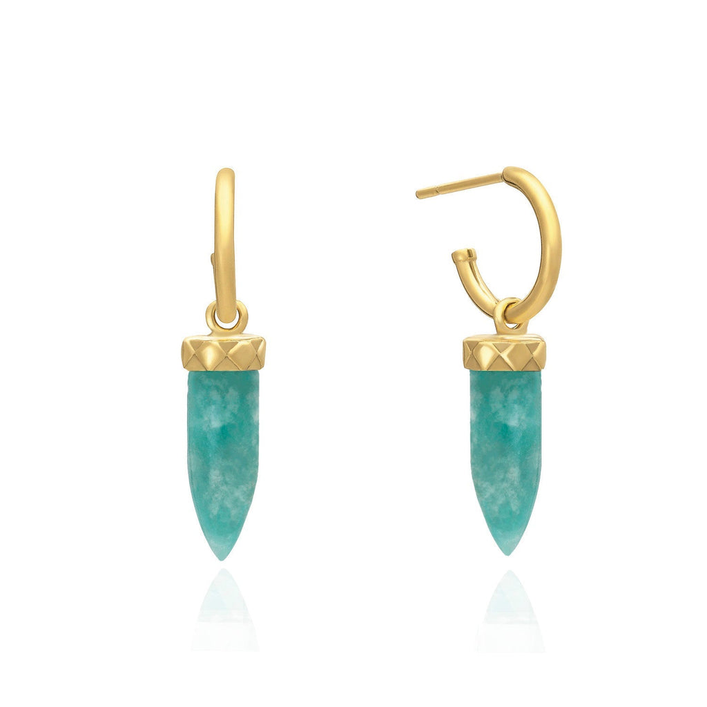 Gold Pueblo Gemstone Spike Hoop Earrings