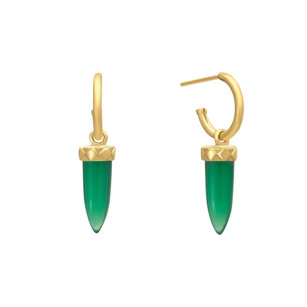 Gold Pueblo Gemstone Spike Hoop Earrings