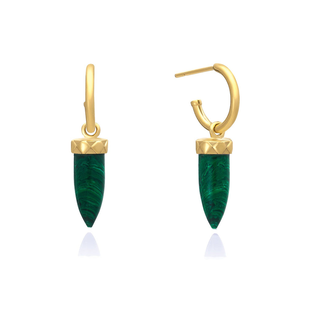 Gold Pueblo Gemstone Spike Hoop Earrings