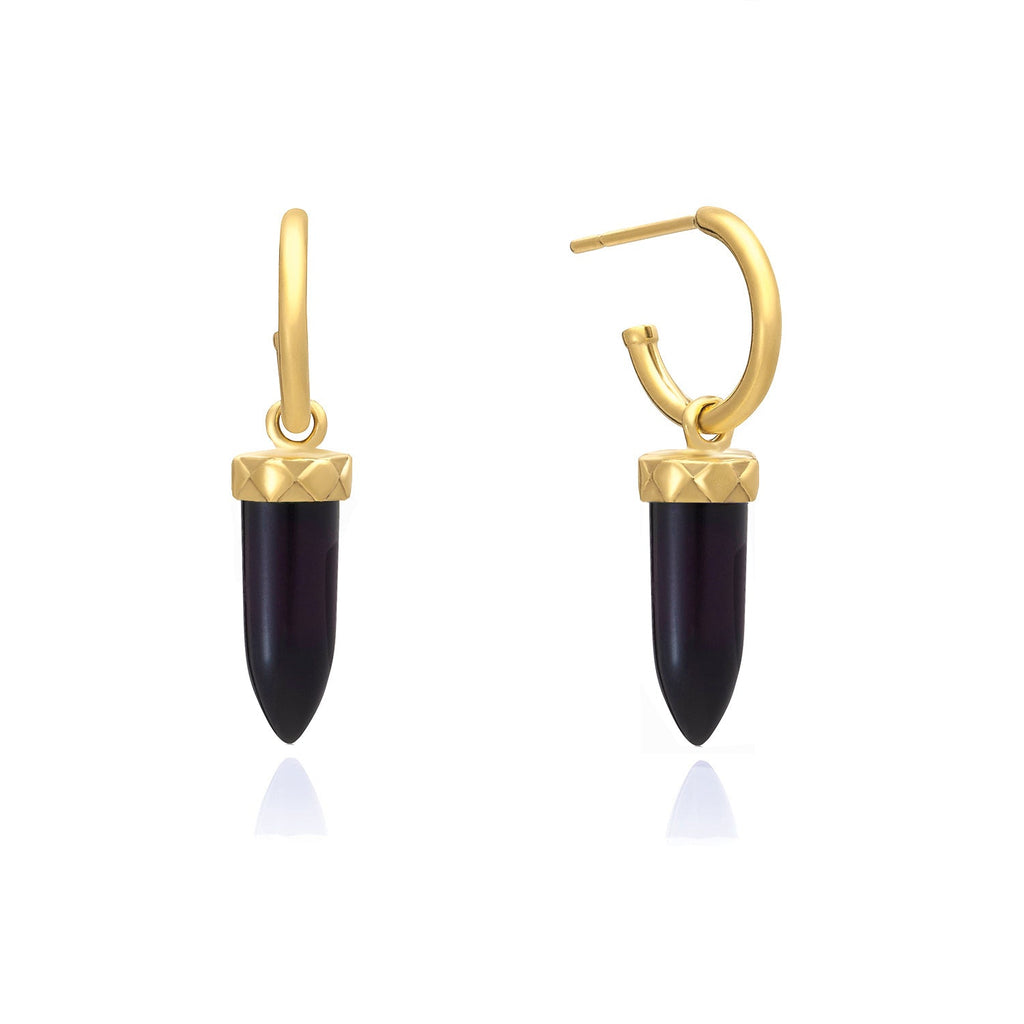 Gold Pueblo Gemstone Spike Hoop Earrings