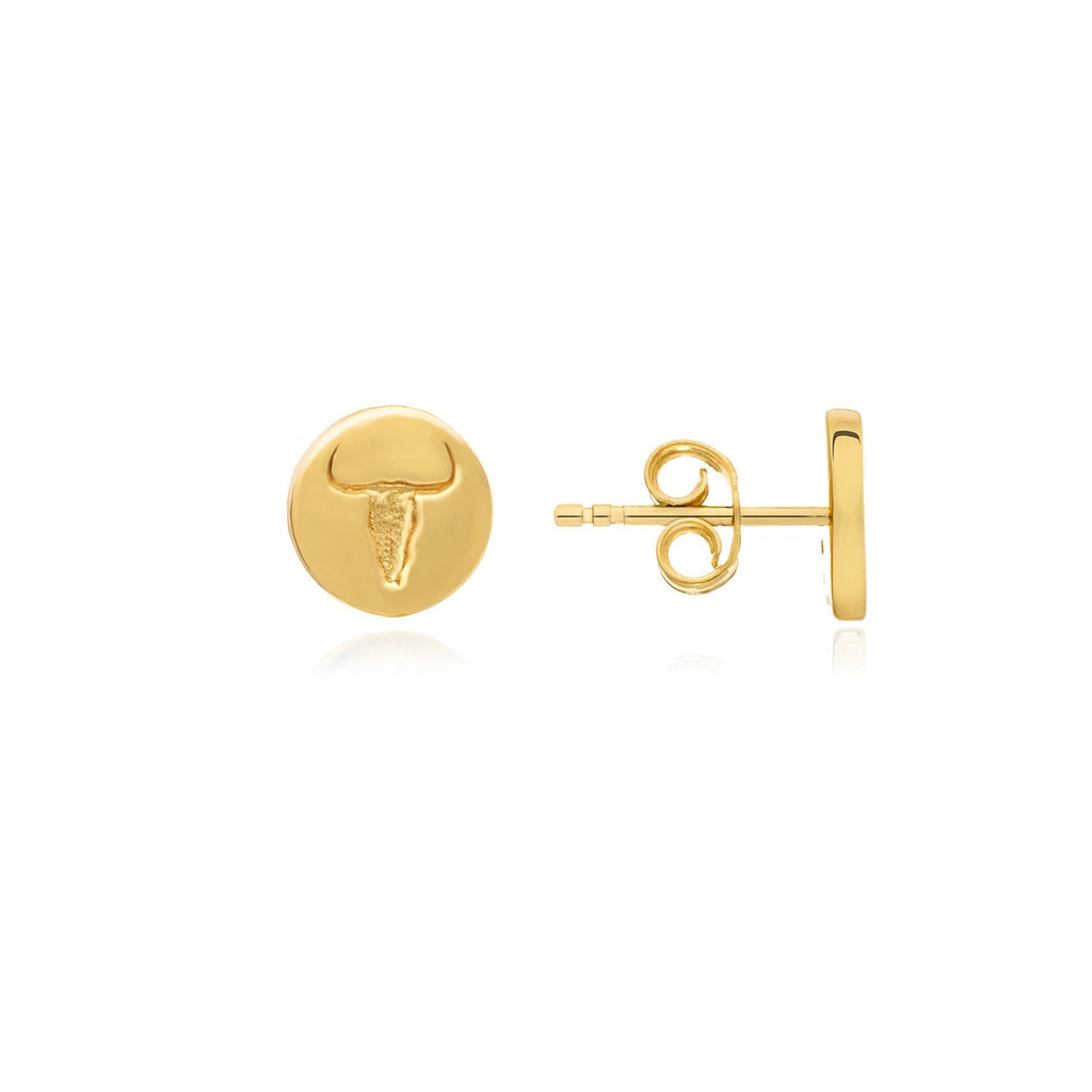 Gold Steerhead Coin Stud Earrings