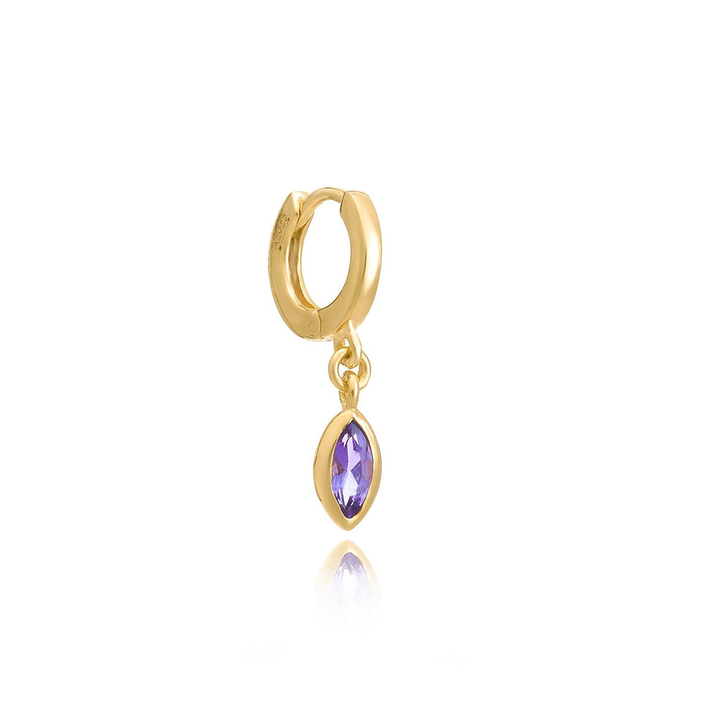 Gold Vermeil Amethyst Marquise Charm Huggie