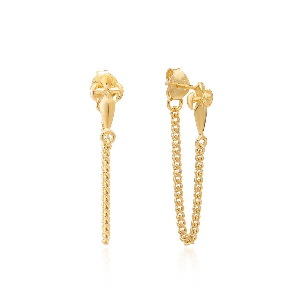 Gold Vermeil Dagger Chain Stud