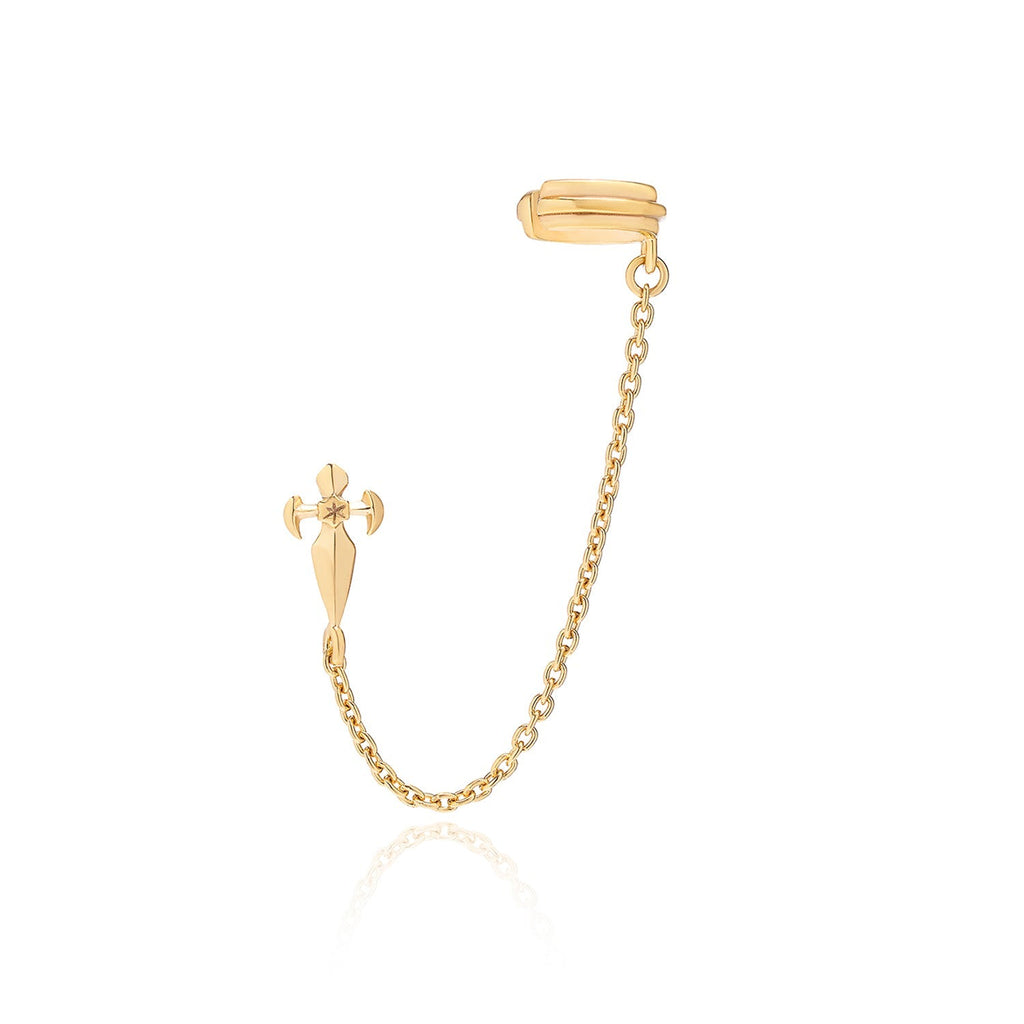 Gold Vermeil Ear Cuff with Chain Linked Dagger Stud