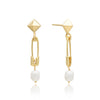  Kati Safety Pin Stud and Drop Pearl Earrings. 