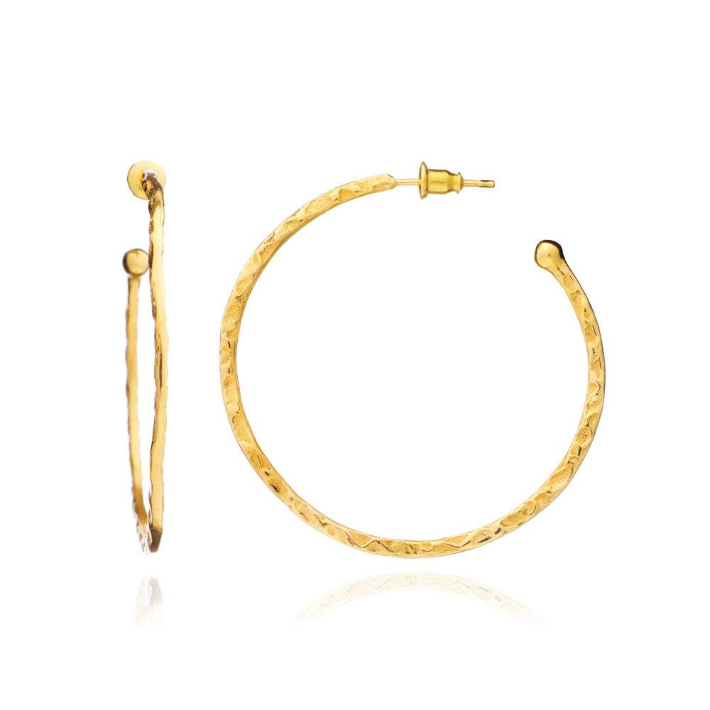 Lydia Large Textured Hoops: Gold