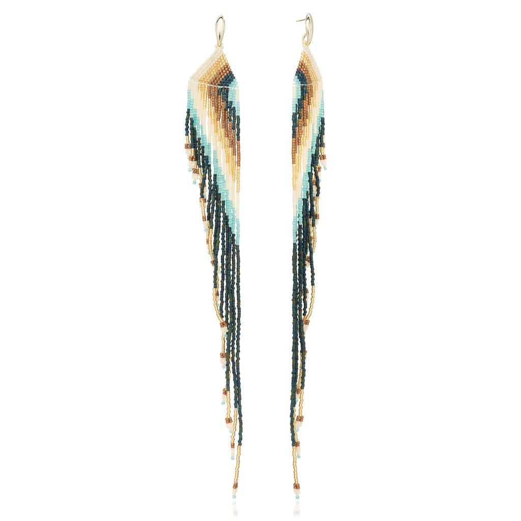 Quetzal Long Crystal Fringe Earrings - Earrings