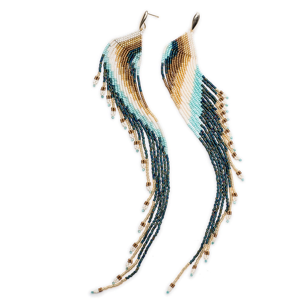 Quetzal Long Crystal Fringe Earrings - Earrings