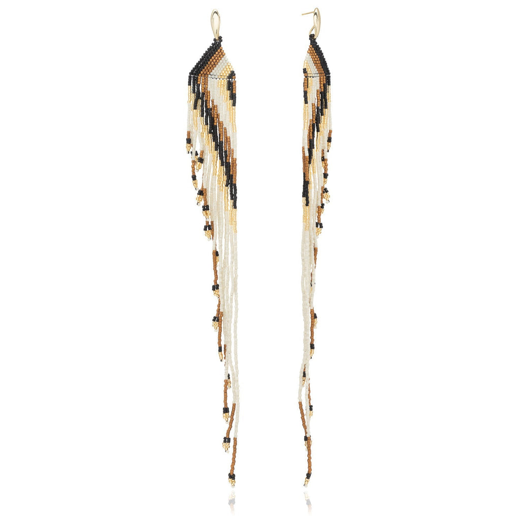 Quetzal Long Crystal Fringe Earrings