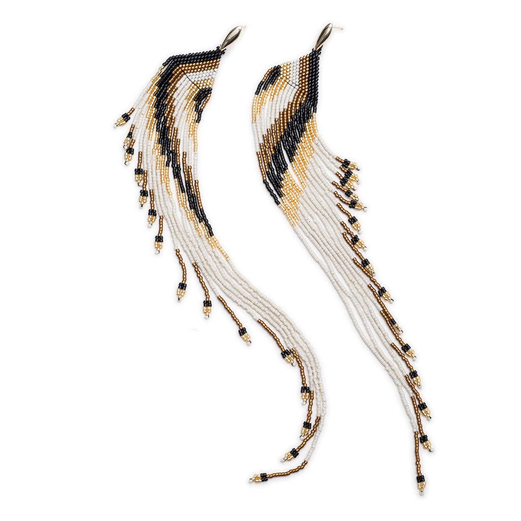 Quetzal Long Crystal Fringe Earrings - Earrings