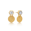 Thea Hexagon Gemstone Stud Earrings with Ornate Coins