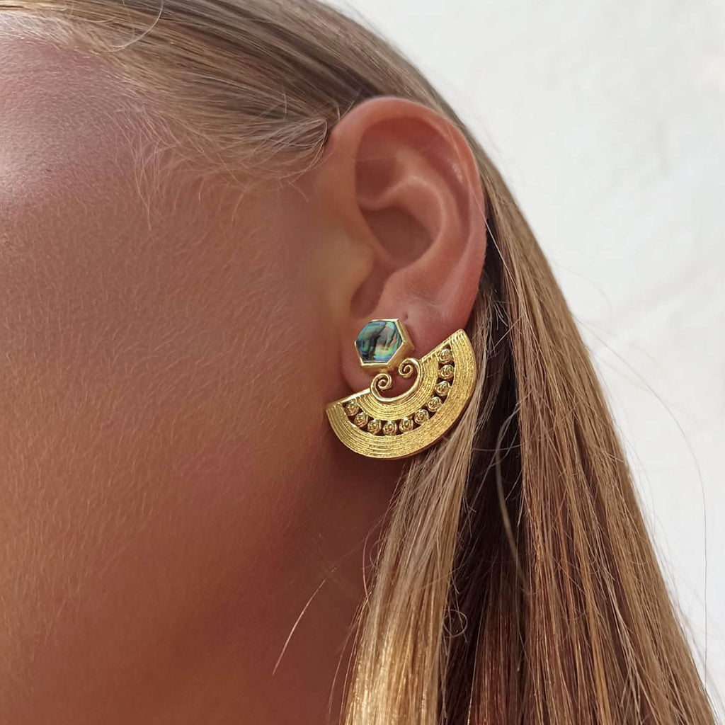 Azuni Large Delica Bead And Crystal Hoop Earrings- Lynx