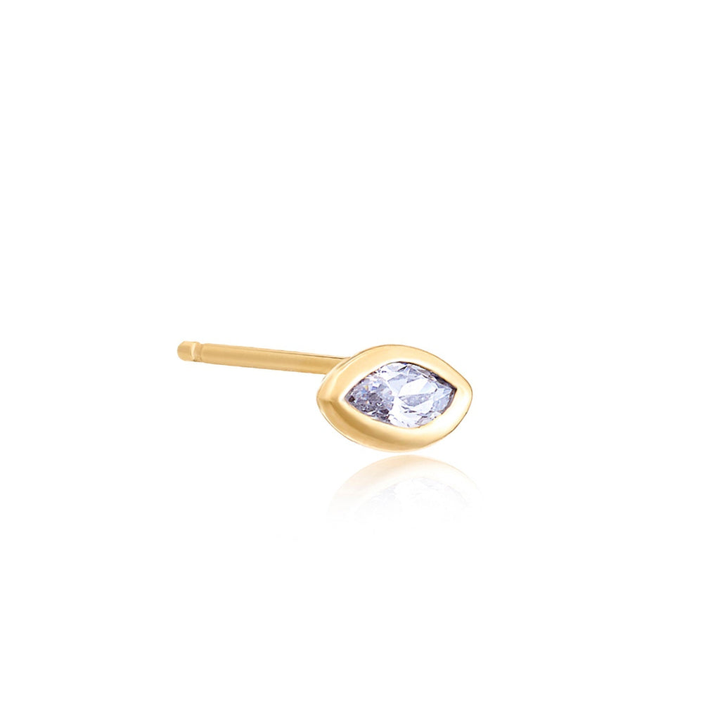 White Topaz Marquise Gold Vermeil Stud