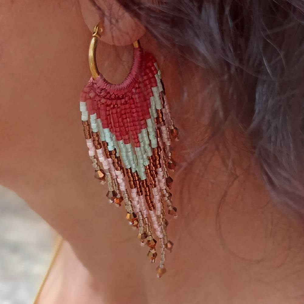 Yaz beaded hoop earrings