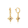 Zeta Four Pointed Star Gold Sleeper Earrings 