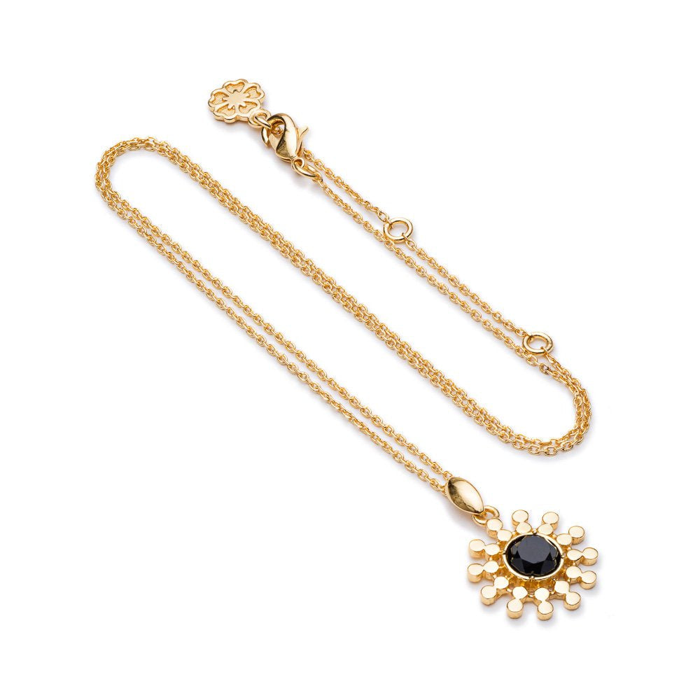 Long shot of Etrusca sun drop necklace