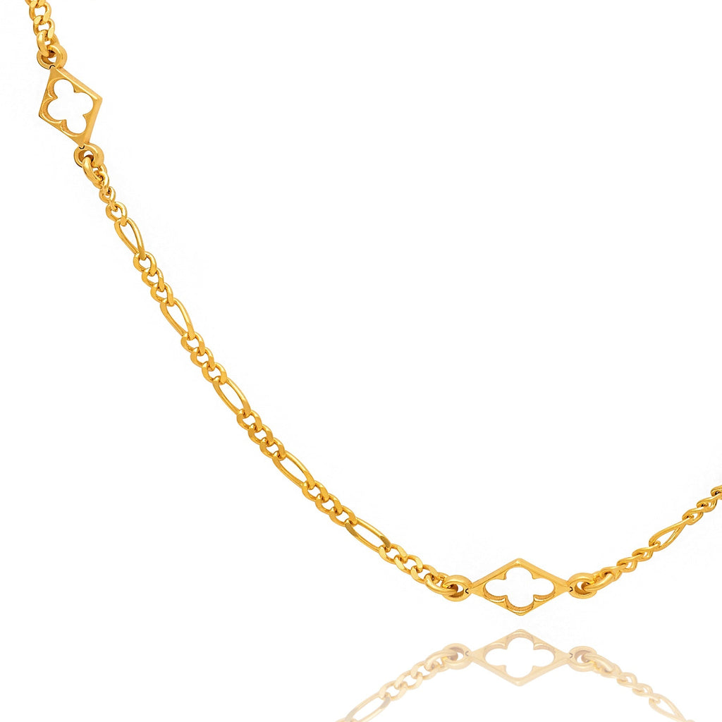 Long Gold Vermeil Figaro and Clover Link Chain