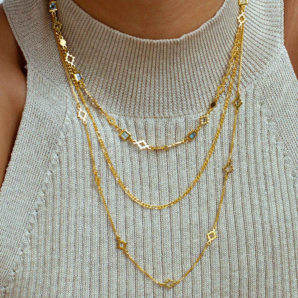 Long gold vermeil Figaro chain by Azuni London 